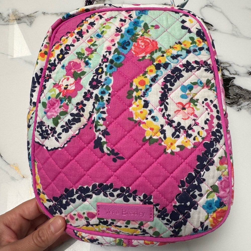 Vera Bradley Pink and Blue Floral Quilted Lunch Bag